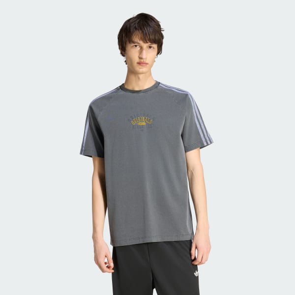 Grey ADIDAS ORIGINALS - WASHED GRAPHICS RINGER TEE