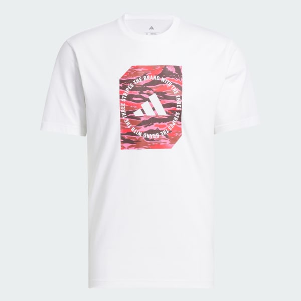 สีขาว เสื้อยืดพิมพ์ลาย Camo Shape