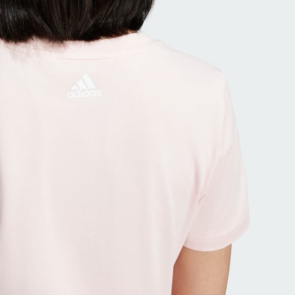 T-shirt Essentials Linear Logo Cotton Slim Fit Rosa adidas