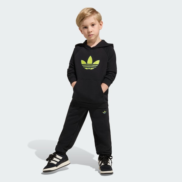 Black GRAPHIC TREFOIL LOOSE HOODIE SET