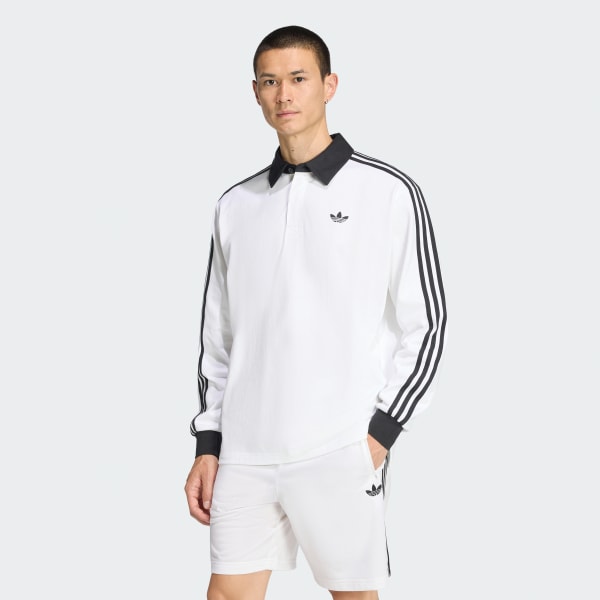 スリーストライプス ラグビー 長袖ポロシャツ