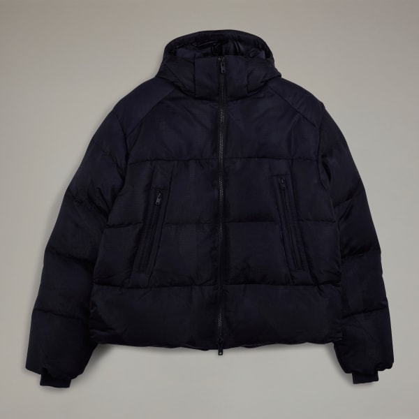 Black Y-3 그래픽 퍼퍼 재킷