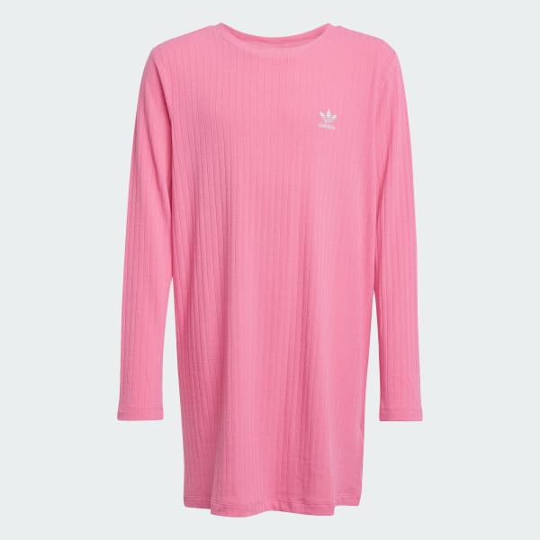 Rosa Wide Rib Long Sleeve Kleid für Kinder