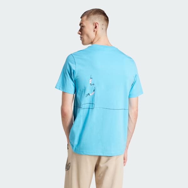 ブルー アディダス オリジナルス 半袖Tシャツ