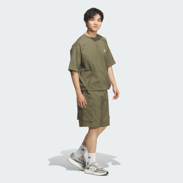 グリーン シティテック ルーズフィット ドットエア ブリーザブル ウーブン カーゴショーツ