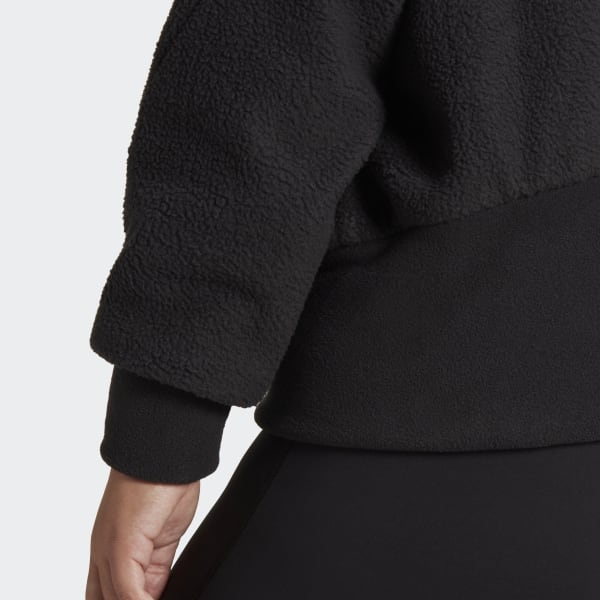 Schwarz Holidayz Sherpa Jacke – Große Größen ZQ552