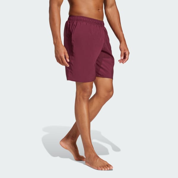 Burgundy Solid CLX Classic-Length Swim Shorts