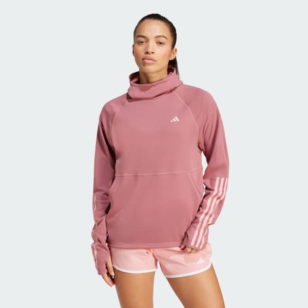 Rose Sweat-shirt à capuche Own The Run 3 bandes