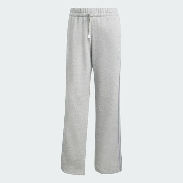 Gri Holiday 3-Stripes Fleece Open-Hem Eşofman Altı