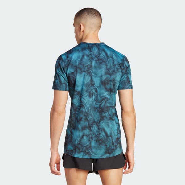 Turquoise Own the Run Allover Print Tee
