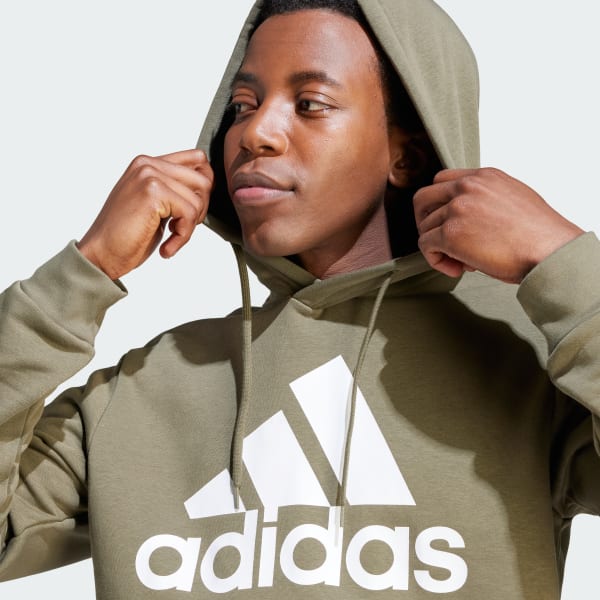 adidas Essentials Fleece Big Logo Hoodie - Green, Men's Lifestyle