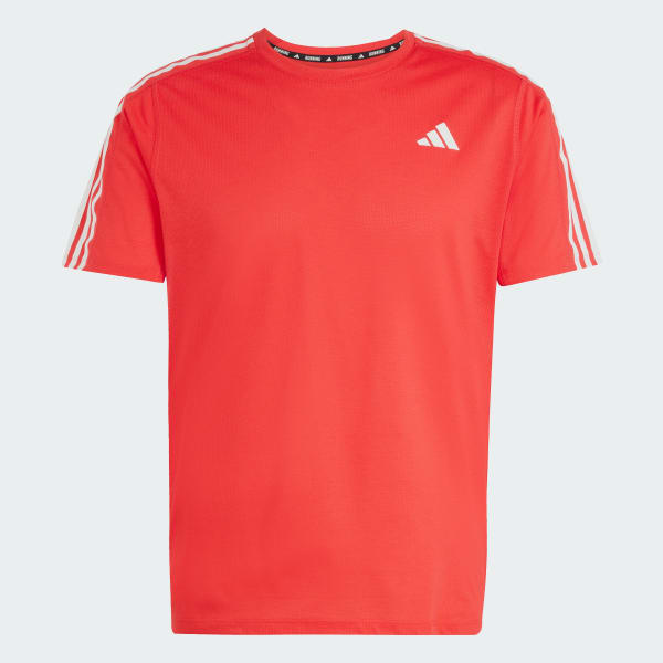 สีแดง เสื้อยืด Own the Run 3-Stripes