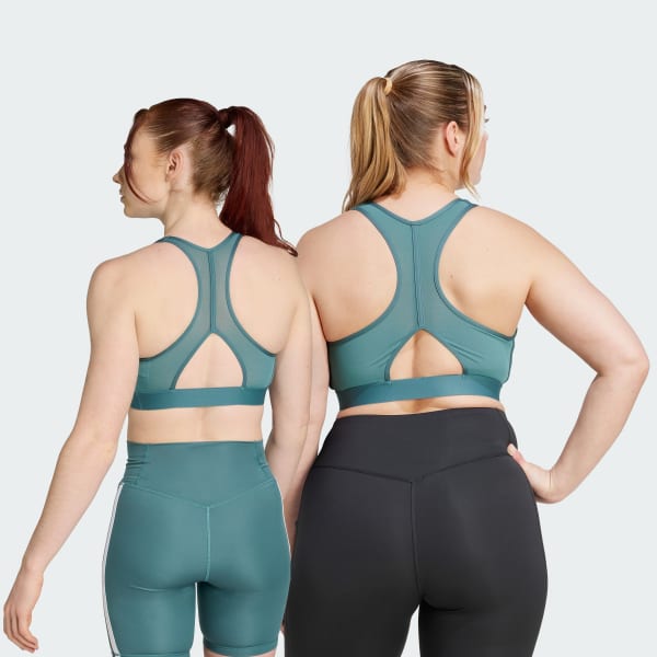 Hijau Bra Powerreact Train Medium-Support 3-Stripes