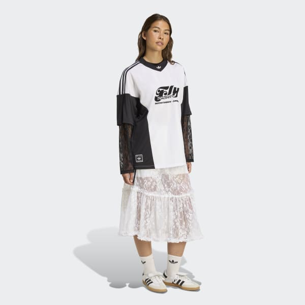 【adidas】ホワイト レース ミディスカート ※送関込 アディダス オリジナルス レーススカート｜adidas Originals