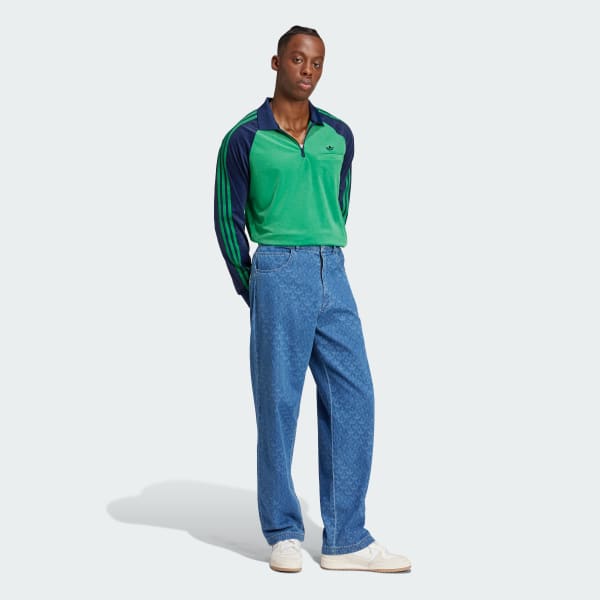 Gronn adidas Originals 70s Velour Polo