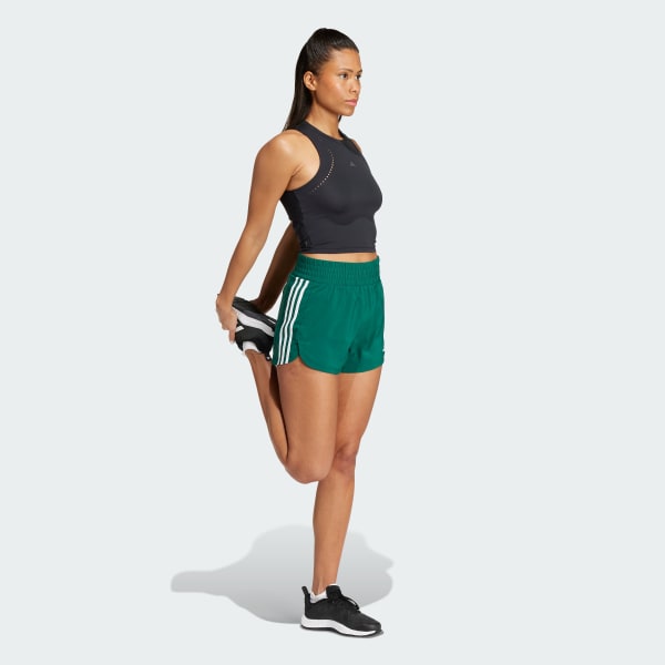 Green Pacer Training 3-Stripes Woven High-Rise Shorts