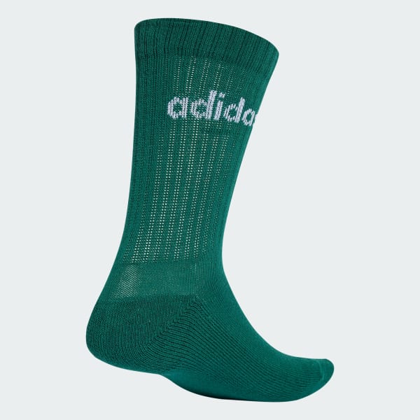 Green Linear Crew Cushioned Socks 3 Pairs