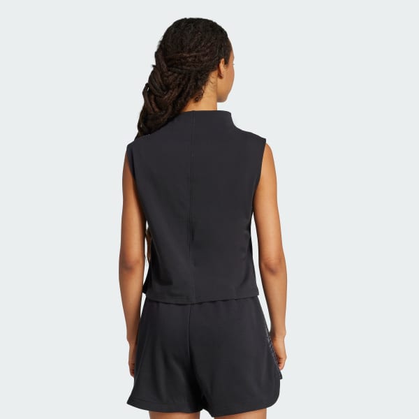 Black Essentials Slim High-Neck Tank Top