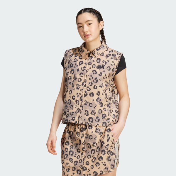 Multicolour Animal Print 3-Listras Colete Tecido