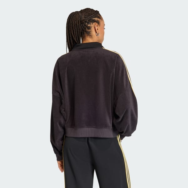 Sort TERRY TOWEL V NECK LONG SLEEVES polotrøje