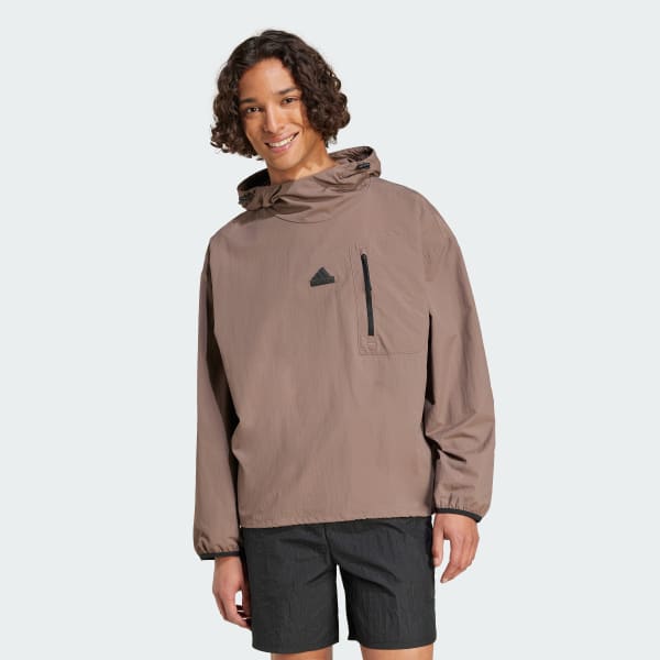 Marron Sweat-shirt à capuche City Escape Woven