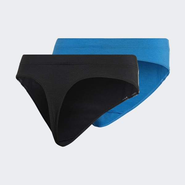 Black Adicolor Comfort Flex Cotton Wide Side Thong Briefs (2 Pairs) HPO17