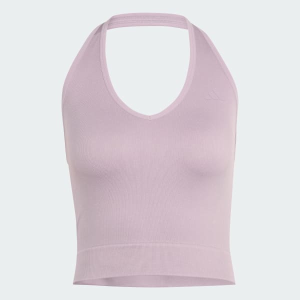 paars Workout Essentials Knit Halterneck T-shirt