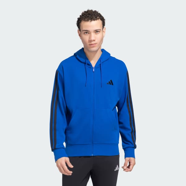 Blue 3 Stripes FT Full Zip Hooded Sweatshirt