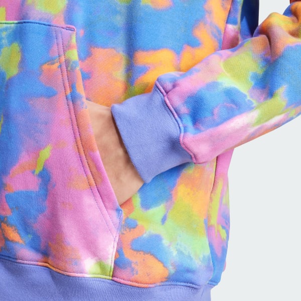 adidas Tie-Dyed Allover Print Hooded Sweatshirt - Blue