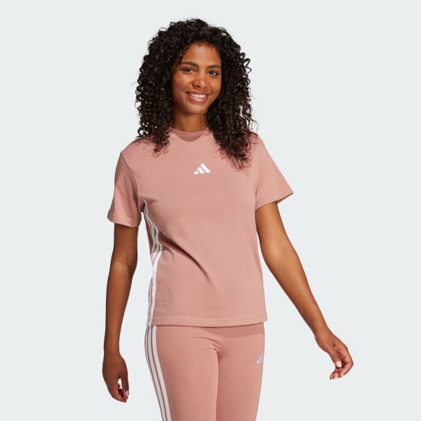 Rosa Playera Essentials 3 Franjas Algodón