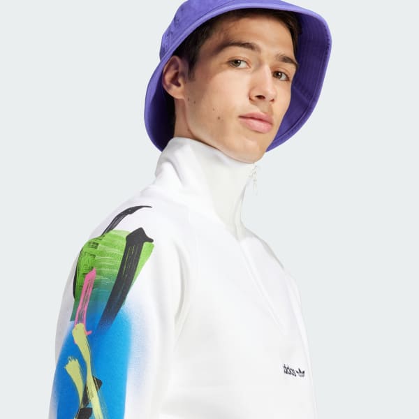 Blanc Veste zip 1/4 rétro