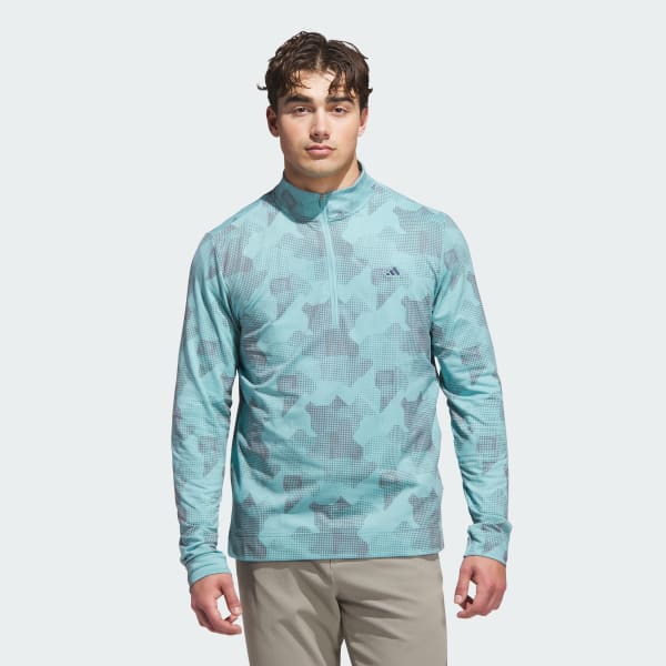 Turquoise Go-To Printed Pullover met Korte Rits