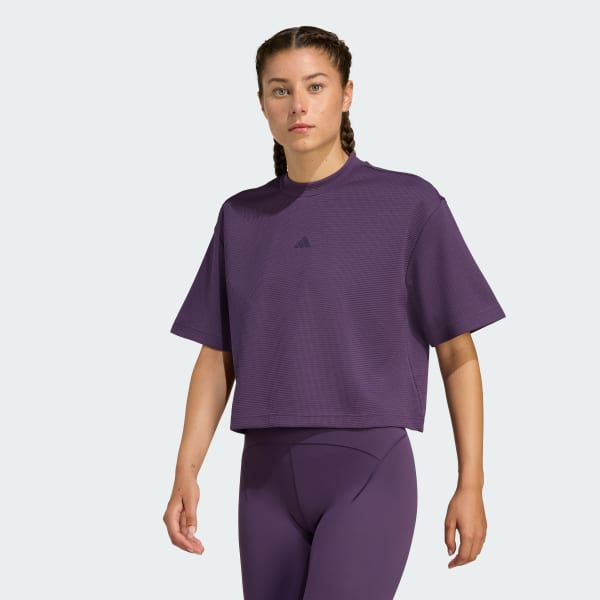 パープル ヨガ モーション ワッフルTシャツ