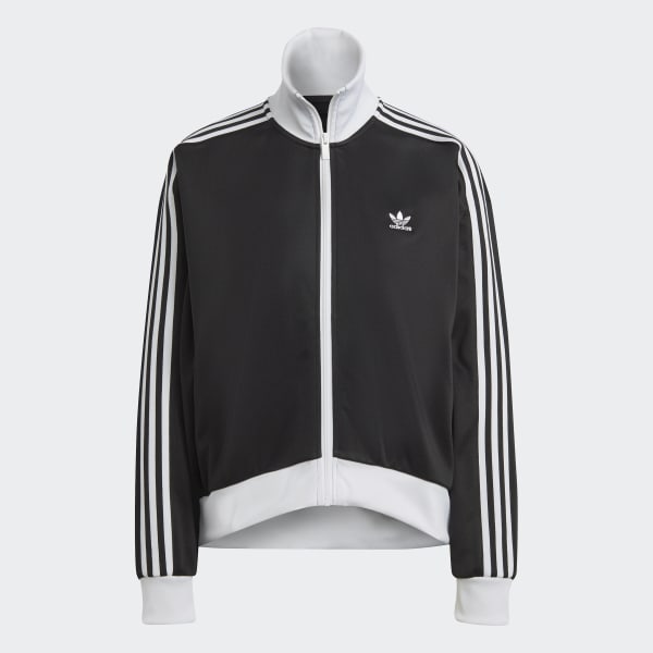 Adidas black and white track jacket discount