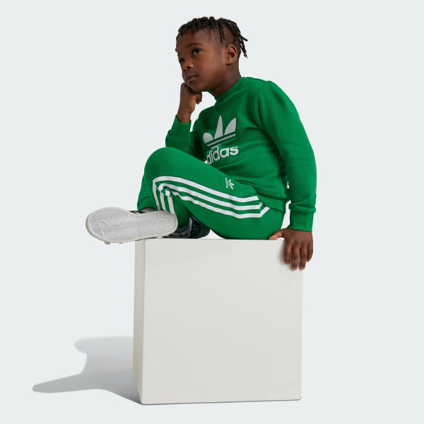 Green Adicolor Crew Set Kids