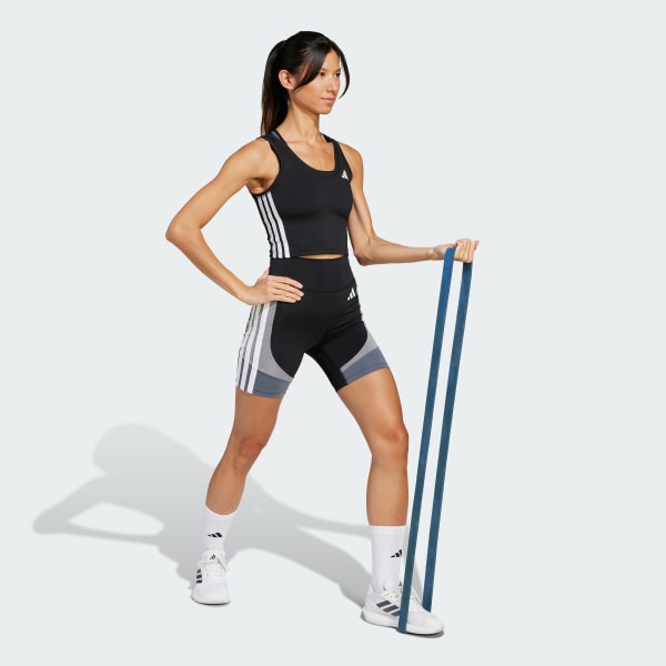 adidas Train Essentials 3-Stripes Crop Tank Top - Black
