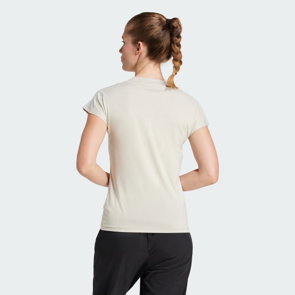 Beige AEROREADY Train Essentials Minimal Branding V-Neck Tee