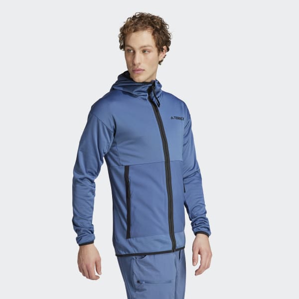 adidas TERREX Tech Fleece Light Hooded Hiking Jacket - Blue | Men's ...