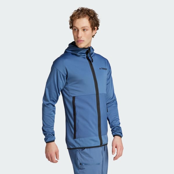 Blue Terrex Tech Flooce Light Hooded Hiking Jacket