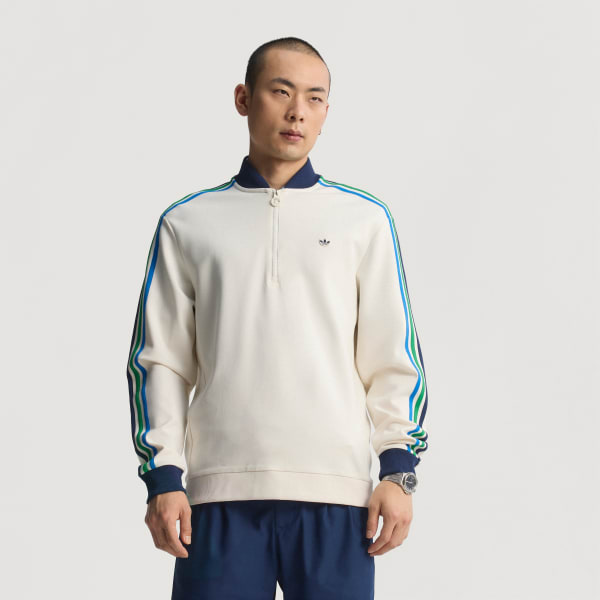 トップス adidas SPORTY&RICH HALF-ZIP TRACK JACKET adidas x Sporty & Rich Track Quarter Zip Navy/White - SS24 - US