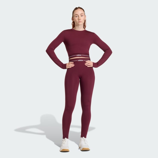 Burgundy Hyperglam Cropped Long Sleeve T-shirt
