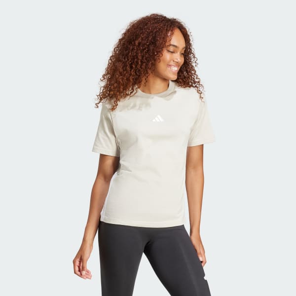 Beige Essentials 3-Stripes Cotton Tee