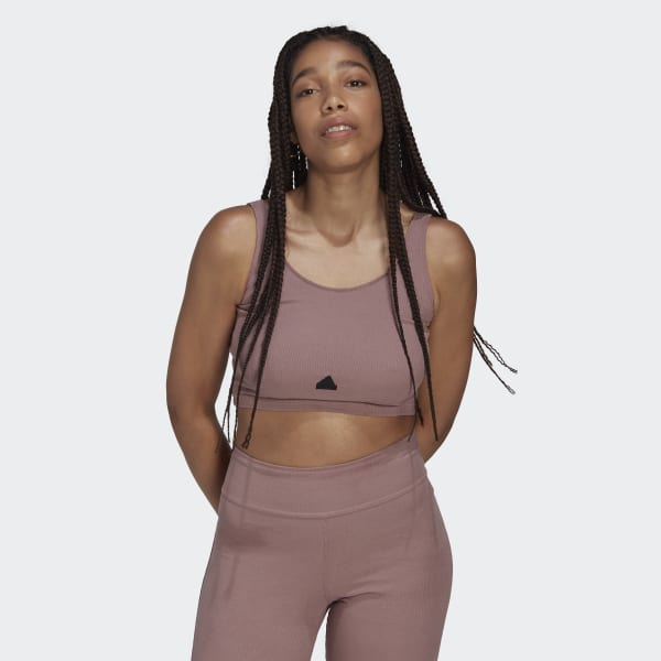 adidas Rib Cropped Top - Purple