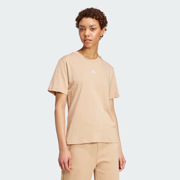 Marron Camiseta de algodón con logotipo pequeño Essentials