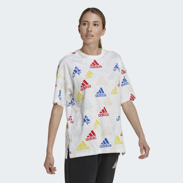 Bianco T-shirt Essentials Multi-Colored Logo Boyfriend E4769