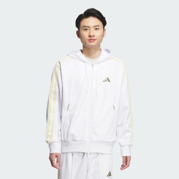 アディダス Stadium Gold ルーズフィット フードトラックトップ