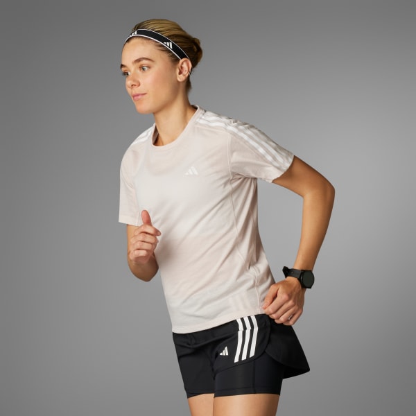 Rosa Camiseta Own the Run 3 Rayas