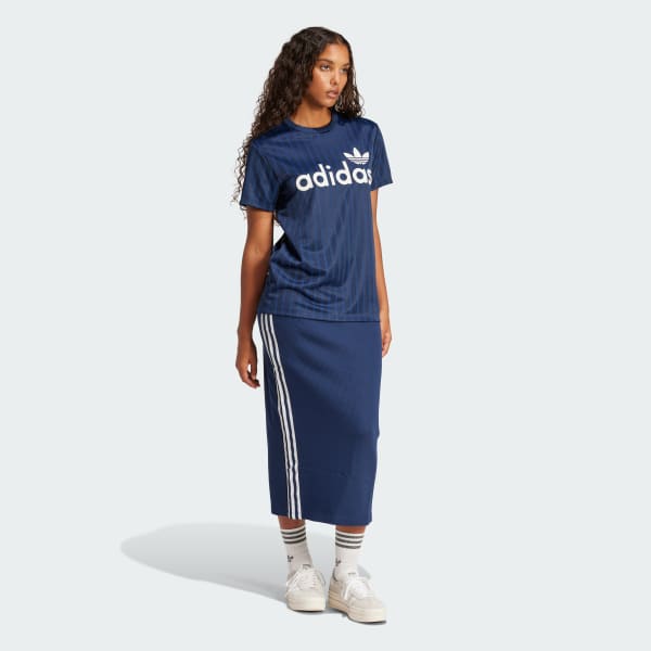 Blue Linear Graphic Boyfriend Tee