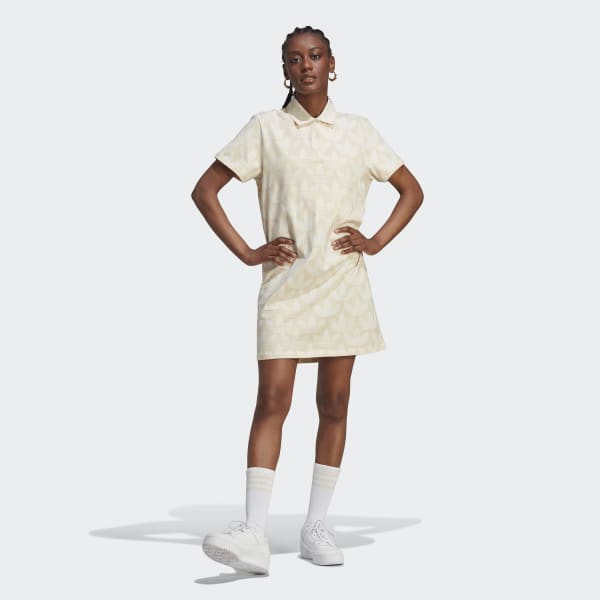 adidas Trefoil Monogram Polo Dress - Beige | Women's Lifestyle | adidas US