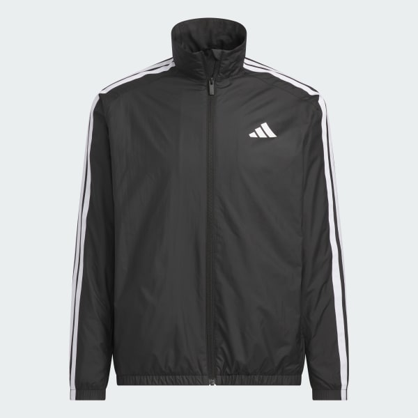 Black 머스트 해브 3-스트라이프 브러쉬드 트리콧 안감 윈드 재킷